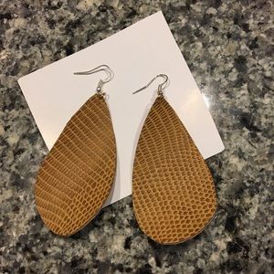 Tan textured leather earrings